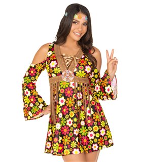 Blumen Kleid Hippie Kostüm mehrfarbig | Leg Avenue