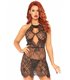 Florales Stickmuster Spitzenkleid mit String Schwarz | Leg Avenue