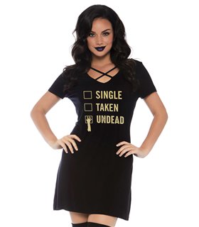 Lusstiges Jersey Kleid "Single,Taken,Undead" | Leg Avenue