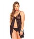 Babydoll Nachthemd mit Rose Lace Musterung schwarz | Leg Avenue