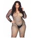 Glitzernder Langärmeliger Bodystocking mit offenem Schritt