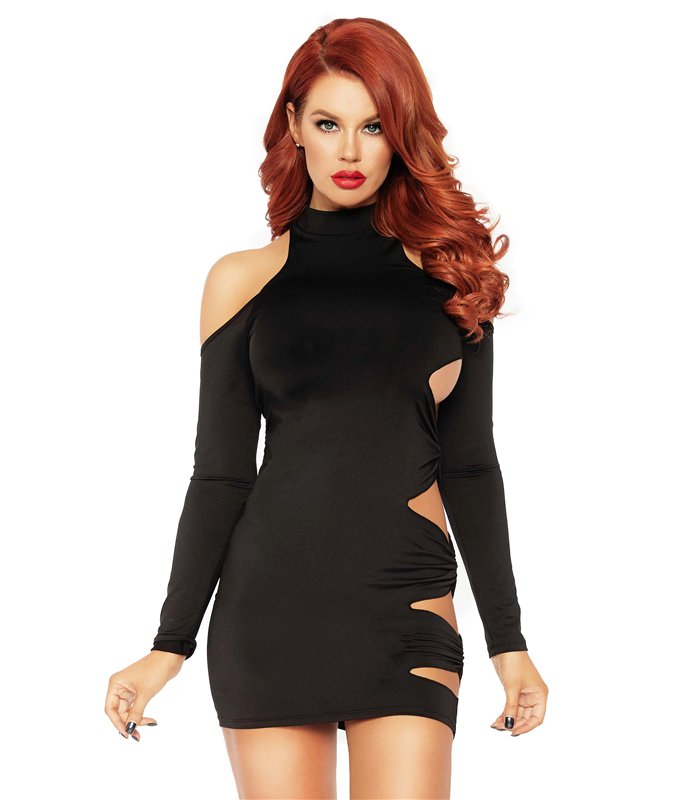 Minikleid mit Schulter Ausschnitt schwarz | Leg Avenue