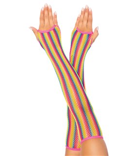 Rainbow net arm warmers