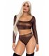 Langärmliges Crop-Top und high waist Höschen in Metallik | Leg Avenue