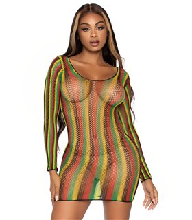 Rasta net mini dress