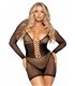 Netzkleidchen mit langen Ärmeln und sexy schnitt schwarz | Leg Avenue