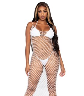 Woven twist net maxi dress