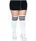 Overknee Strümpfe 3 Streifen Plussize schwarz mit weißen Streifen | Leg Avenue