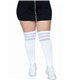 Overknee Strümpfe 3 Streifen Plussize schwarz mit weißen Streifen | Leg Avenue