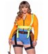 Bauarbeiterin Kostüm Plussize Orange Blau