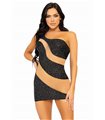 Asymmetrisches Minikleid mit Strass und Mesh-Einsatzakzenten | Leg Avenue