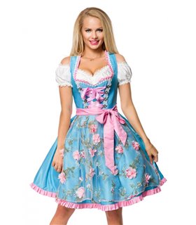 Dirndline Dirndl mit Blumenschürze grün/pink - Dirndl