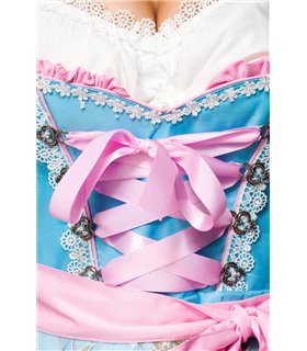 Dirndline Dirndl mit Blumenschürze grün/pink - Dirndl