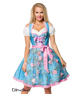 Dirndline Dirndl mit Blumenschürze grün/pink - Dirndl
