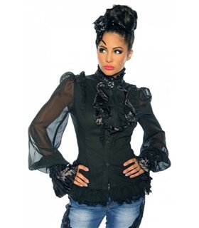 Sexy Bluse mit Jabot Gothik - Punk