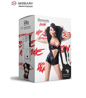 schwarzer Kapuzenbody Hoshi von Demoniq Shibari Collection