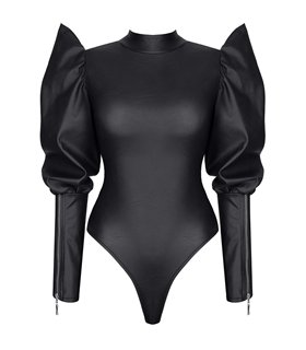Extravaganter Wetlook Body BRGiuditta001 mit Reißverschluss-Details | Demoniq