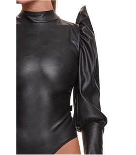 Extravaganter Wetlook Body BRGiuditta001 mit Reißverschluss-Details | Demoniq
