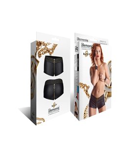 Sexy Wetlook Shorts CBMichelle001 in Schwarz mit Goldakzenten | Demoniq