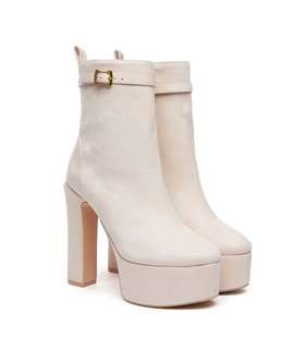 Giaro platform ankle boots Bamara beige velor