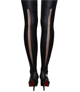 Straps-Strümpfe mit Tüll-Rückseite und Metallkette | 7Heaven