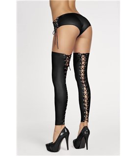 Wetlook-Strümpfe mit eleganter Schnürung hinten | 7Heaven