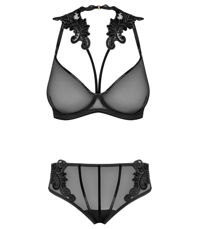 Elegantes Dessous-Set mit Tüll-Stickereien und verstellbaren Trägern | Petite Noir