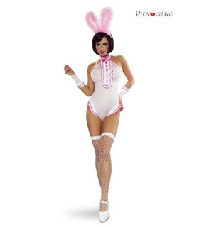 4-teiliges Hasen-Set mit Body, Armstulpen und Netzstrümpfen | Provocative 4-teiliges Hasen-Set mit Body, Armstulpen und Netzstrümpfen | Provocative