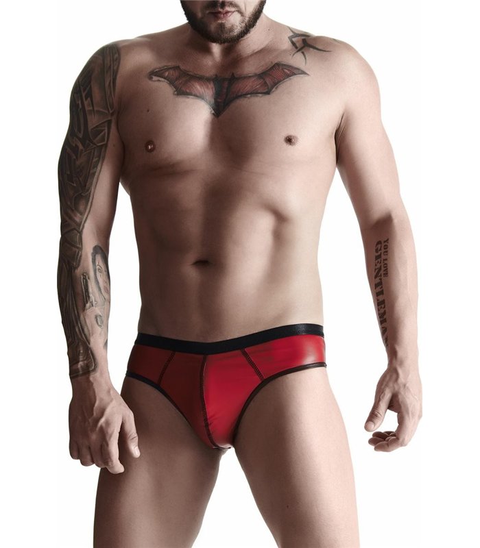 Eleganter Herren-Slip mit Netz-Einsatz aus glänzendem Wetlook-Material | Regnes Fetish Planet