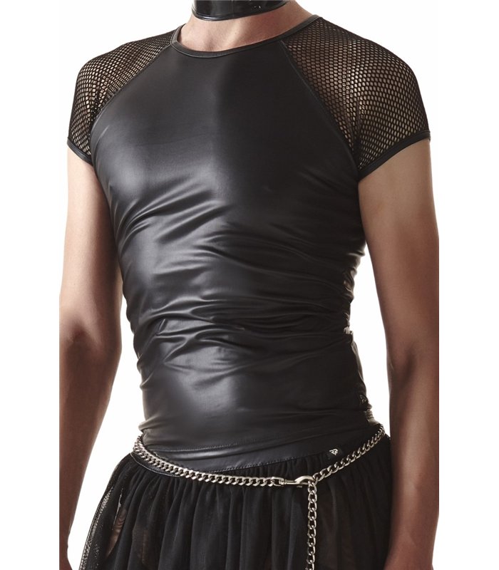 Wetlook Shirt mit Netzeinsatz | Regnes Fetish Planet