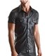 Herren Wet-Look Hemd mit Stehkragen und Metallknöpfen | Regnes Fetish Planet