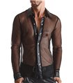 Herren Slim-Fit Hemd aus Wetlook-Mesh mit Metallknöpfen | Regnes Fetish Planet Herren Slim-Fit Hemd aus Wetlook-Mesh mit Metallknöpfen | Regnes Fetish Planet