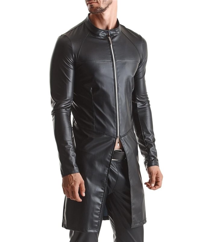 Eleganter Herren Wetlook Mantel mit diagonalen Nähten | Regnes Fetish Planet