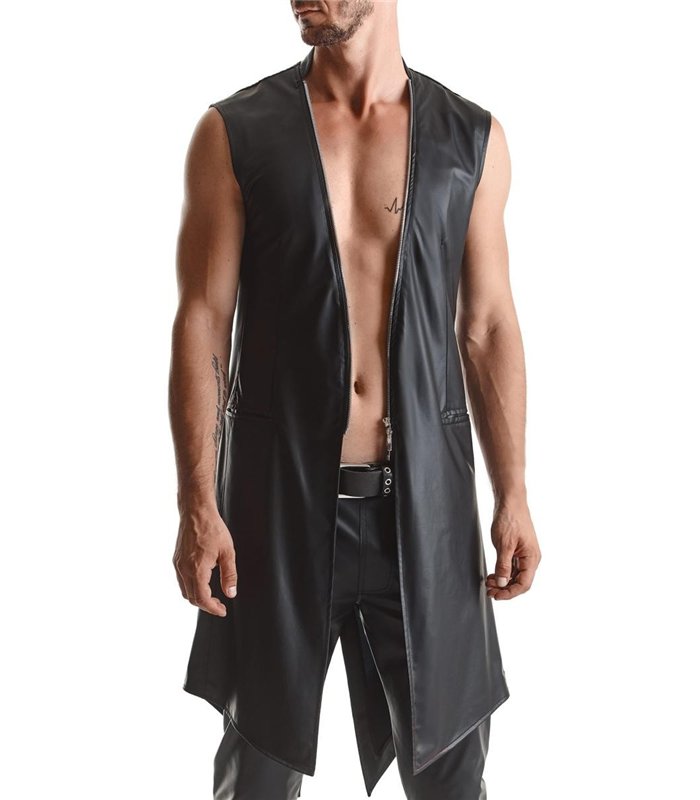 Herren Wetlook Frack Weste Slim-Fit mit Dreieckelementen | Regnes Fetish Planet