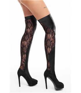 Elegante Wetlook-Strümpfe mit Spitzenabschluss, feine Nähte | 7Heaven Elegante Wetlook-Strümpfe mit Spitzenabschluss, feine Nähte | 7Heaven