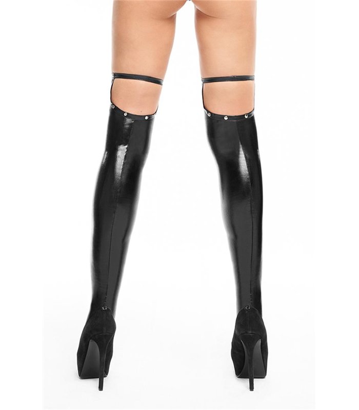 Wetlook-Strümpfe mit Metallnieten und elegantem Design | 7Heaven