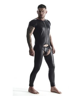 Herren Overall mit Reißverschluss und offenem Schritt aus Wetlook-Material | Regnes Fetish Planet Herren Overall mit Reißverschluss und offenem Schritt aus Wetlook-Material | Regnes Fetish Planet