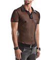 Transparentes Herren Mesh Poloshirt mit vertikalen Steppnähten | Regnes Fetish Planet Transparentes Herren Mesh Poloshirt mit vertikalen Steppnähten | Regnes Fetish Planet