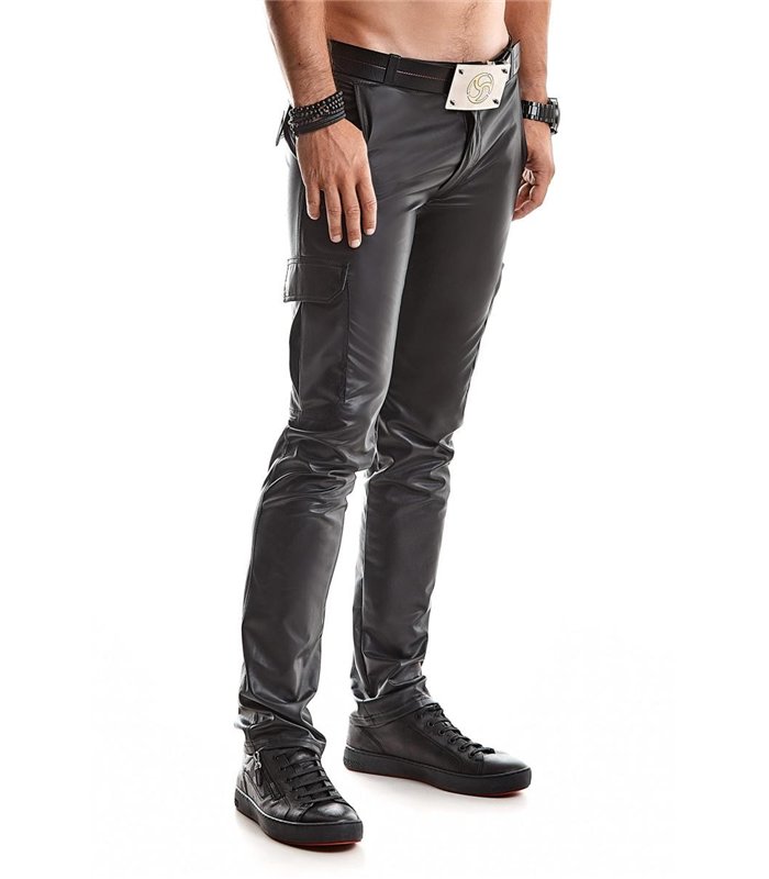 Cargohose mit 6 Taschen Wetlook-Material Herren Schnitt | Regnes Fetish Planet