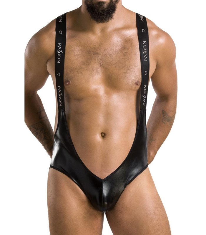 Herren-Body Ouvert mit Gummibändern und Wetlook-Detail | Passion Menswear