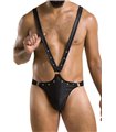 Herren-Body wetlook mit Metallelementen und Gummibändern | Passion Menswear Herren-Body wetlook mit Metallelementen und Gummibändern | Passion Menswear