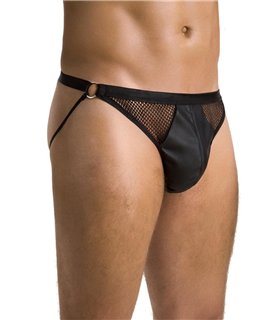 Ouvert-Herren-Slip mit Metallringen, Netz und Kunstleder | Passion Menswear