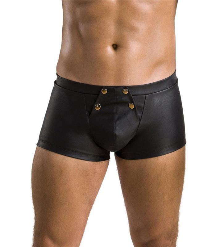 Männer Kunstleder Shorts mit Frontöffnung und Gummibund | Passion Menswear