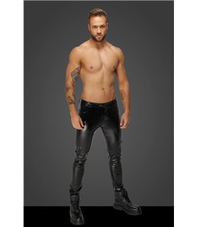 Wetlook Herren Hose mit Schlangen-Struktur und Reißverschluss | Noir Handmade Men