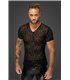 Transparentes Herren-Netz-Shirt mit Leoparden-Print V-Ausschnitt | Noir Handmade Men
