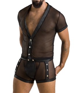 Erotisches Herren-Dessous-Set mit Knöpfen und Netzeinsätzen | Passion Menswear Erotisches Herren-Dessous-Set mit Knöpfen und Netzeinsätzen | Passion Menswear