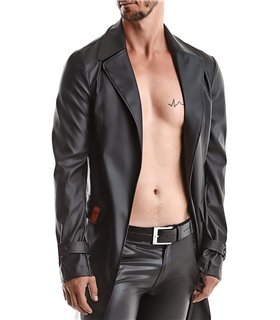 Herren Kunstleder Mantel mit Revers und Taillenbetonung | Regnes Fetish Planet Herren Kunstleder Mantel mit Revers und Taillenbetonung | Regnes Fetish Planet