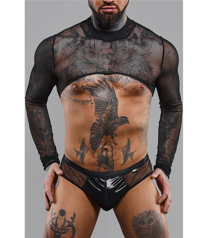 Transparentes Crop-Top aus Tüll mit offener Rückenpartie | Regnes Fetish Planet