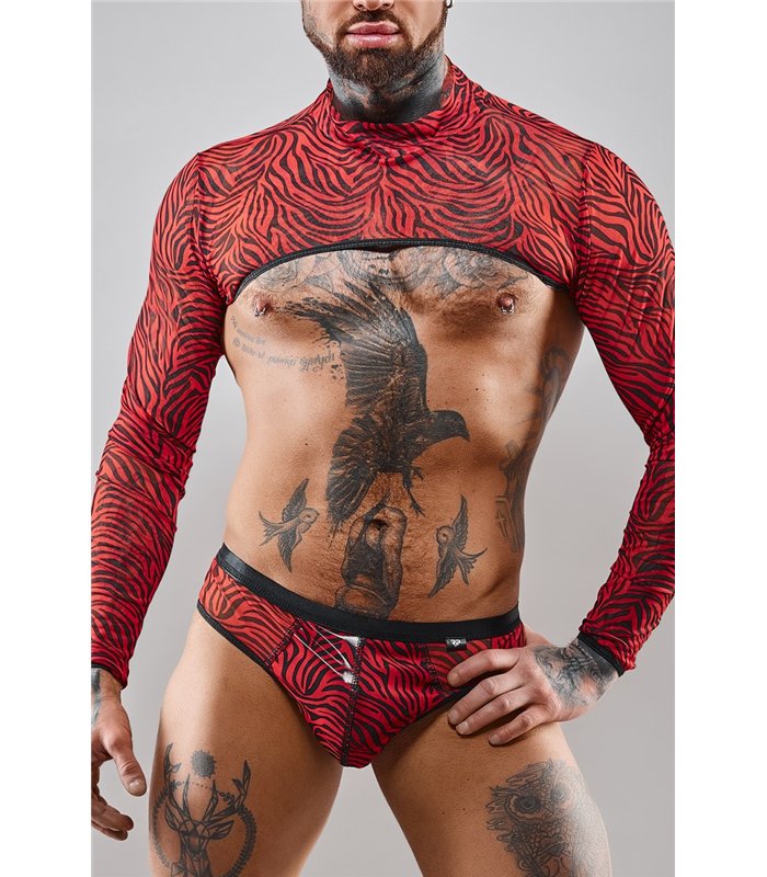 Dehnbarer Tüll-Crop-Top mit offenen Schultern | Regnes Fetish Planet