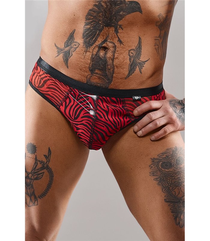 Netz-Tanga mit Vinyl-Einsatz | Regnes Fetish Planet